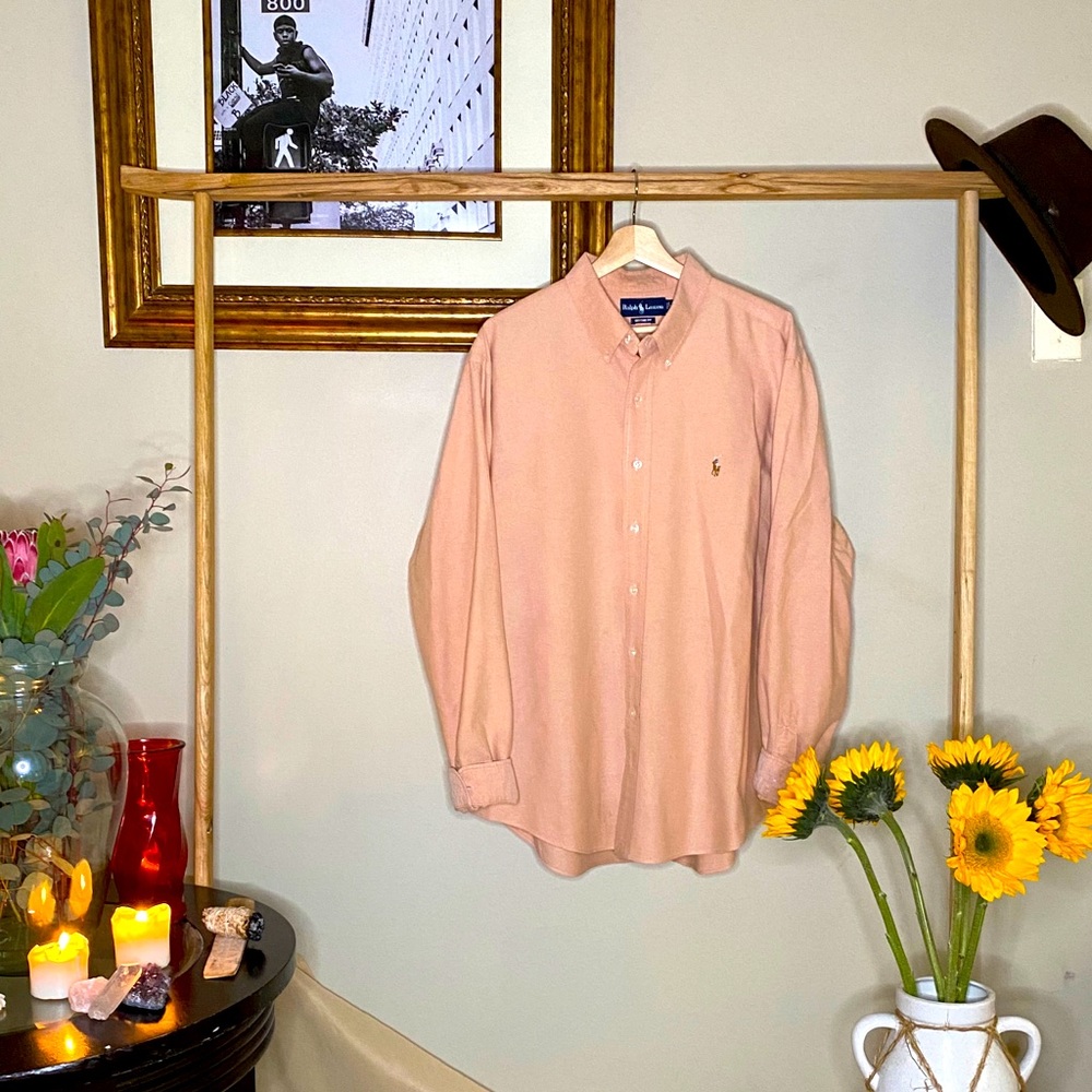 Men’s Coral Polo Button Down